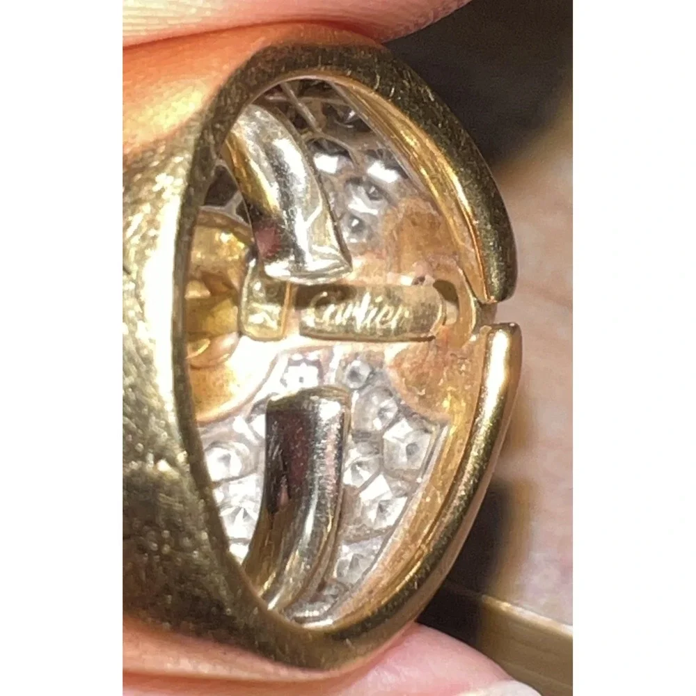 Vintage Cartier Dome Ring Sparkling Diamond Accent 18k Gold Cocktail Statement - Picture 10 of 13